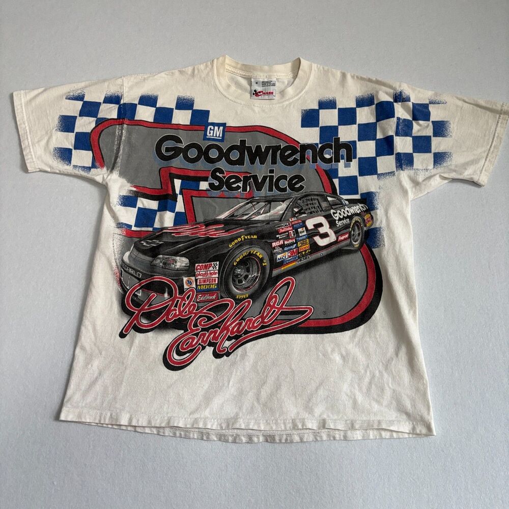 VTG 90s Dale Earnhardt Sr #3 GM Goodwrench All-over-print NASCAR T-shirt Medium